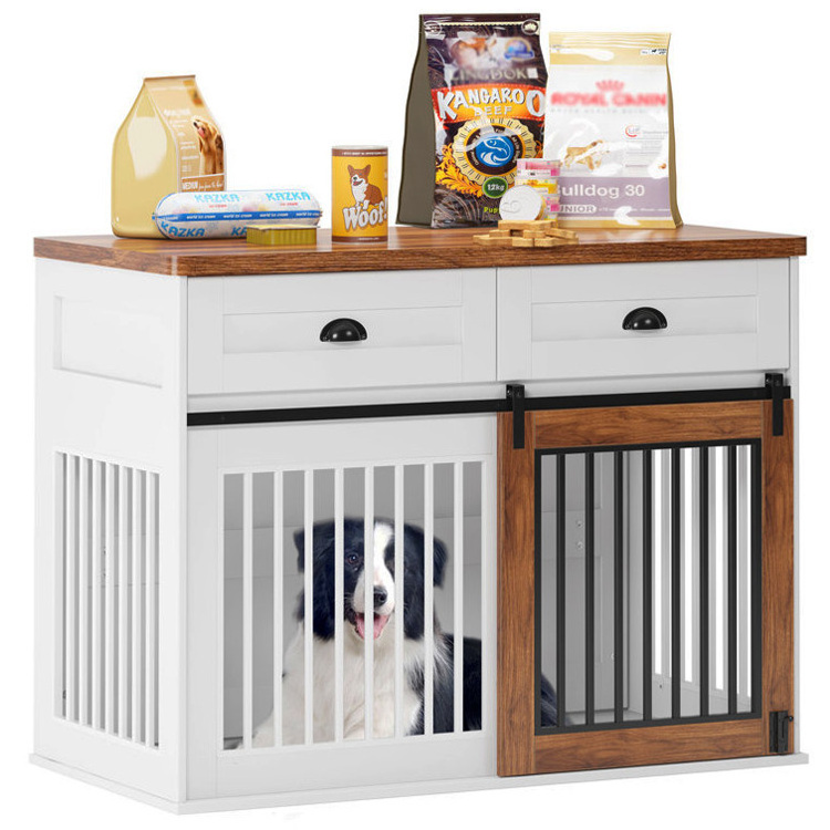 Indoor Home Living Room Bedroom Office Pet Dog Crate Houses Furniture Multifunctional Wooden Metal Dog Kennels Cages