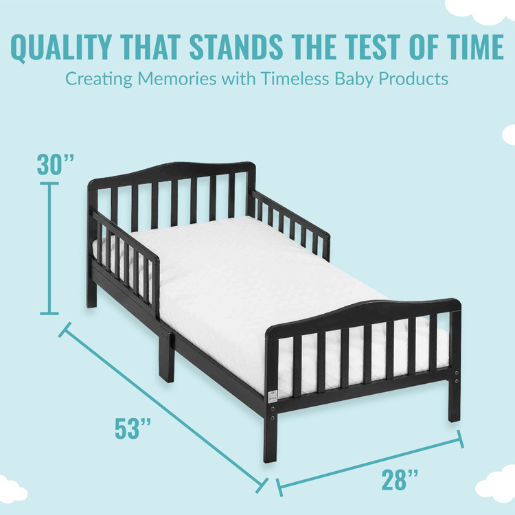 Home Bedroom Solid Wooden Baby Boys Girls Cot Crib Children Kid Toddler Bed with Side Guardrails