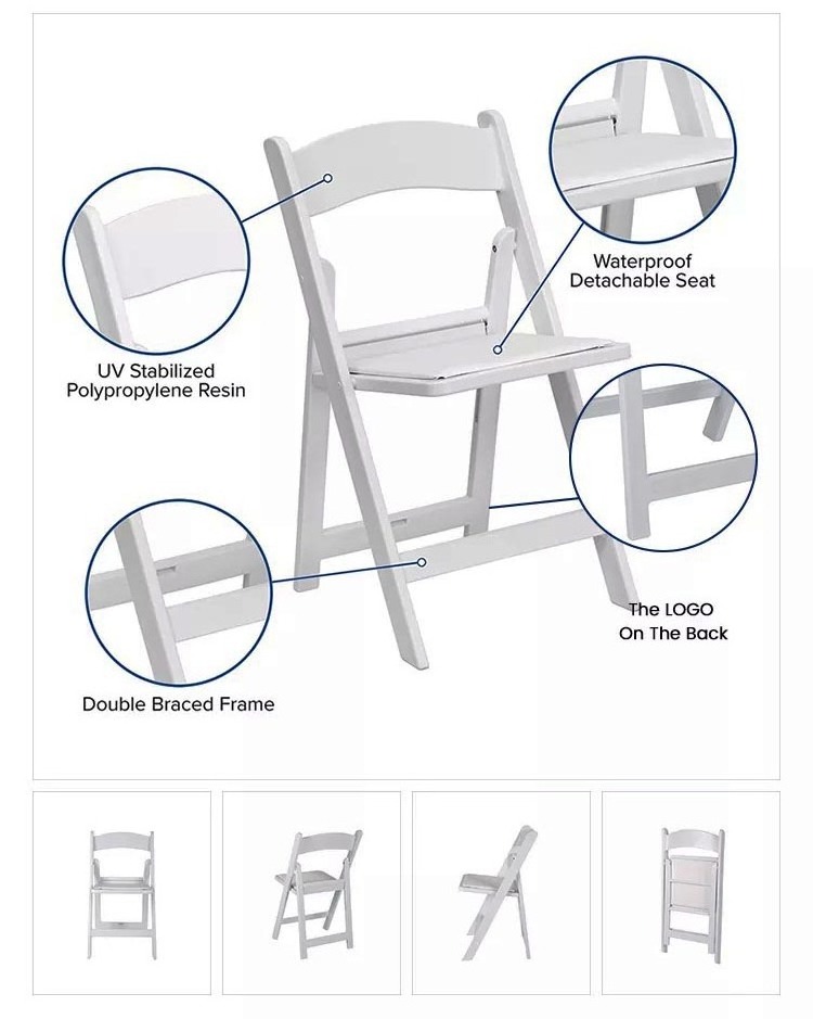 Outdoor Garden Wedding Banquet Hotel Restaurant Party White Resin Plastic Wimbledon Folding Coffee Dining Chairs for Event