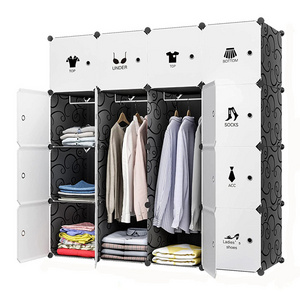 Bedroom Armoire Plastic Portable Stackable DIY Storage Organizer Cubes Shelf Wardrobe Cabinet Clothing Wardrobe Closet Cupboard