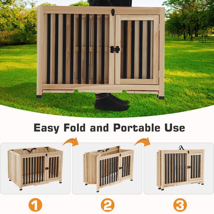 Indoor Living Room Furniture Heavy Duty Portable Foldable Wooden Large Pet Dog Crate Kennel Houses