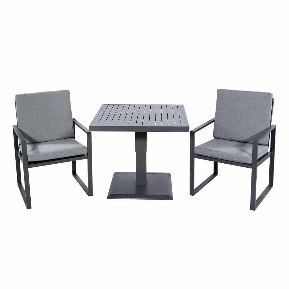 AJUNION Modern Aluminum Balcony Furniture 2 Seating Outdoor Dining Set Metal Bistro Set with Adjustable Dining Table