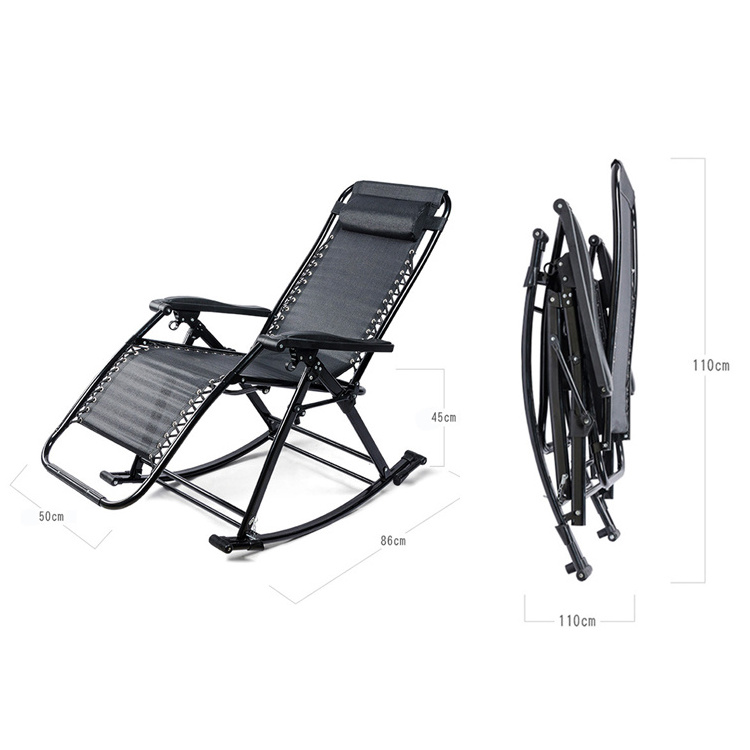 Outdoor Garden Camping Foldable Portable Chaise Sun Recliner Lounge Chair Nordic Folding Rocking Chair