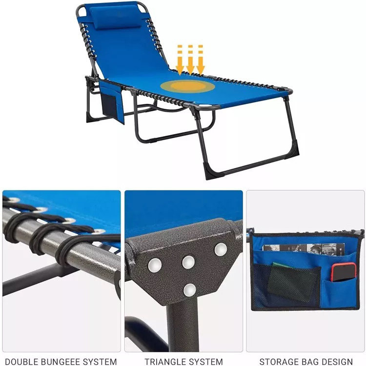 Outdoor Patio Garden Beach Portable  Camping Folding Lightweight Adjustable Chaise sun lounger Chair