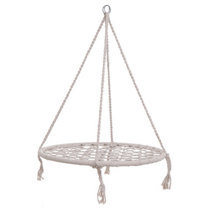 Outdoor Indoor Garden Camping Round Hanging Cotton Rope Foldable Swing Seat Patio Net Swing Chair