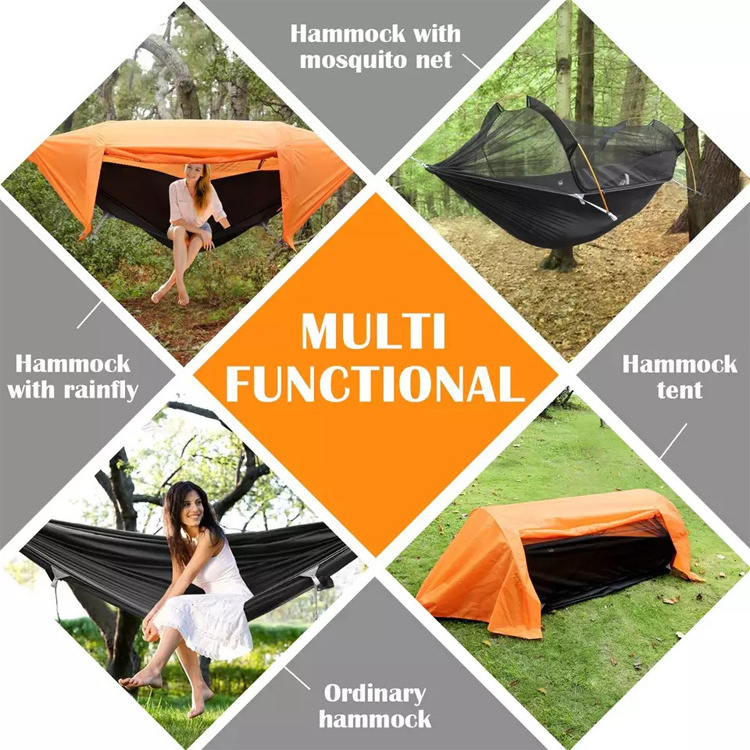 Outdoor Garden Parachute Portable Lightweight Folding Nylon Camping Tent Mosquito Net Hammocks with Rain Cove