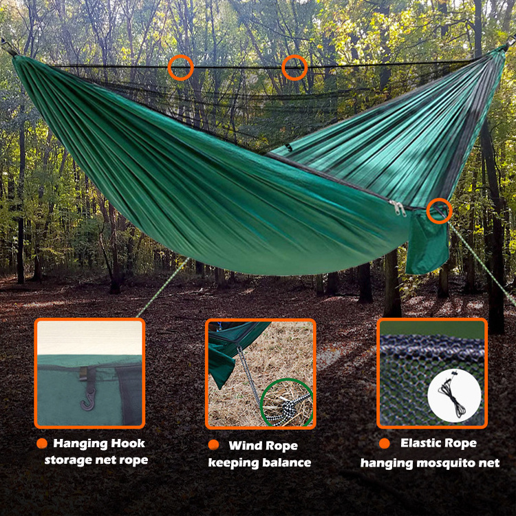 Outdoor Garden Parachute Portable Lightweight Folding Nylon Camping Hammocks with Mosquito Net