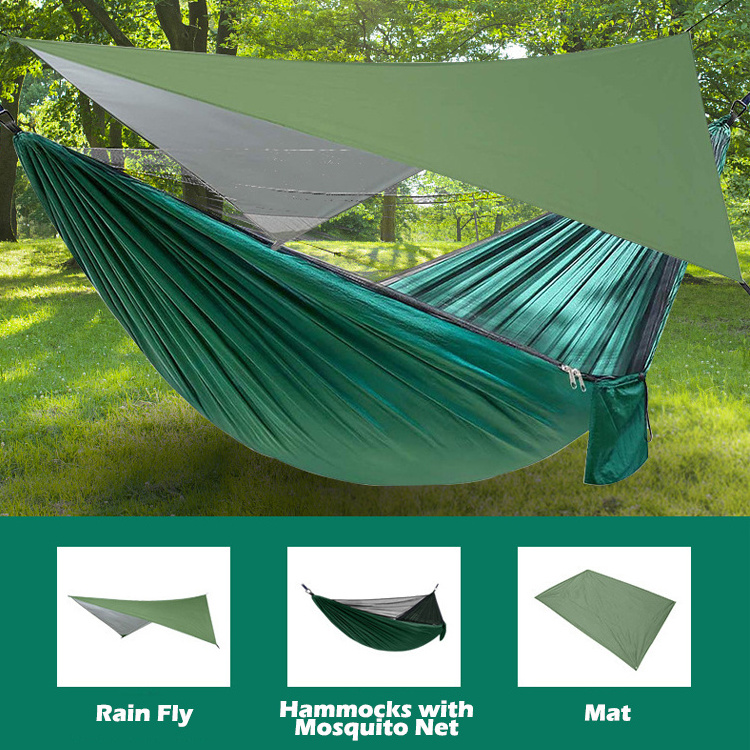 Outdoor Garden Parachute Portable Lightweight Folding Nylon Camping Hammocks with Mosquito Net