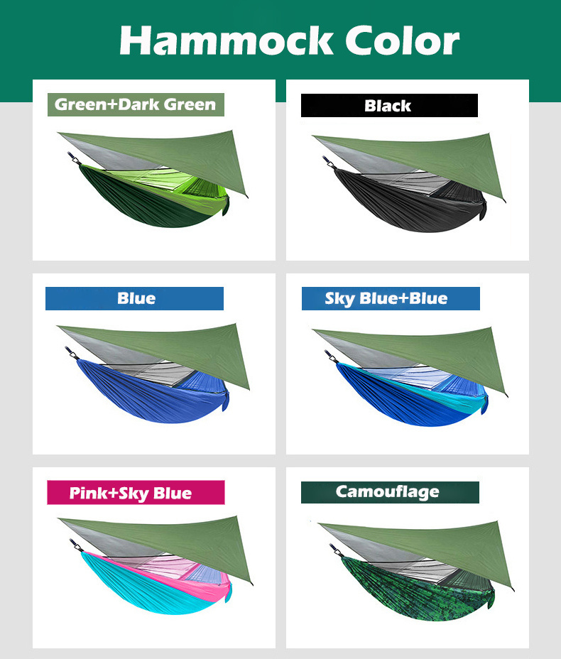 Outdoor Garden Parachute Portable Lightweight Folding Nylon Camping Hammocks with Mosquito Net