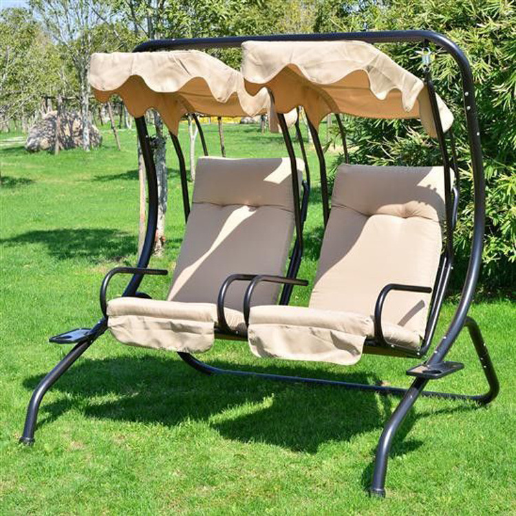 Outdoor Garden Patio Beach columpio Adult Metal Double 2 Seater Loveseat Hanging Swing Chair with Canopy