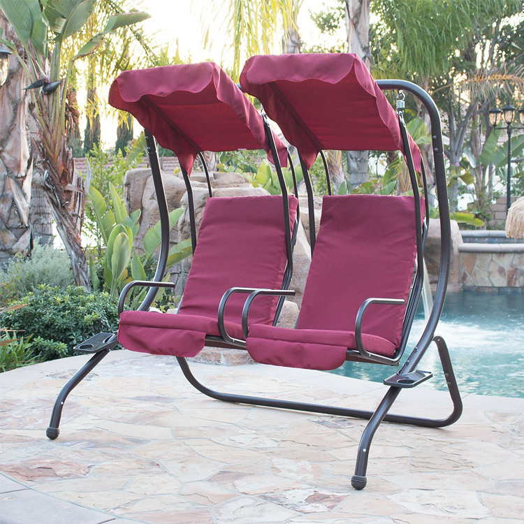 Outdoor Garden Patio Beach columpio Adult Metal Double 2 Seater Loveseat Hanging Swing Chair with Canopy