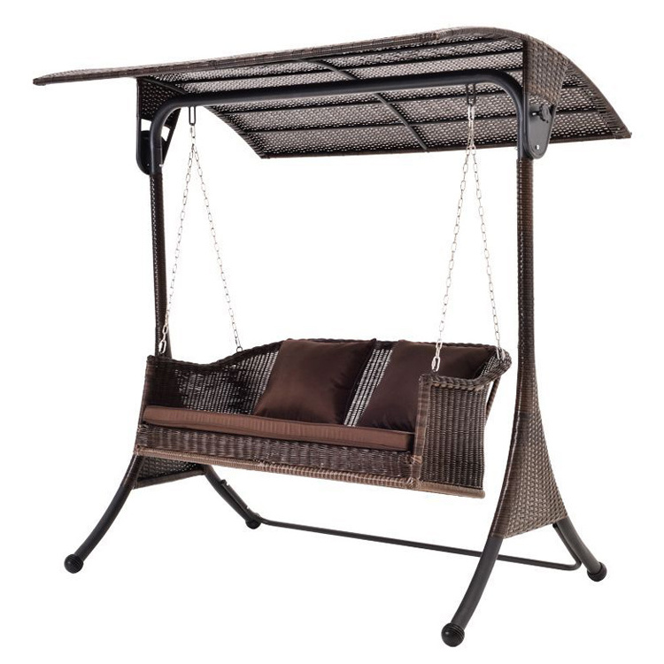 Outdoor Furniture Courtyard Beach Garden columpio Metal Frame Pe Rattan Two 3 Person Seater Hanging Swing Chair