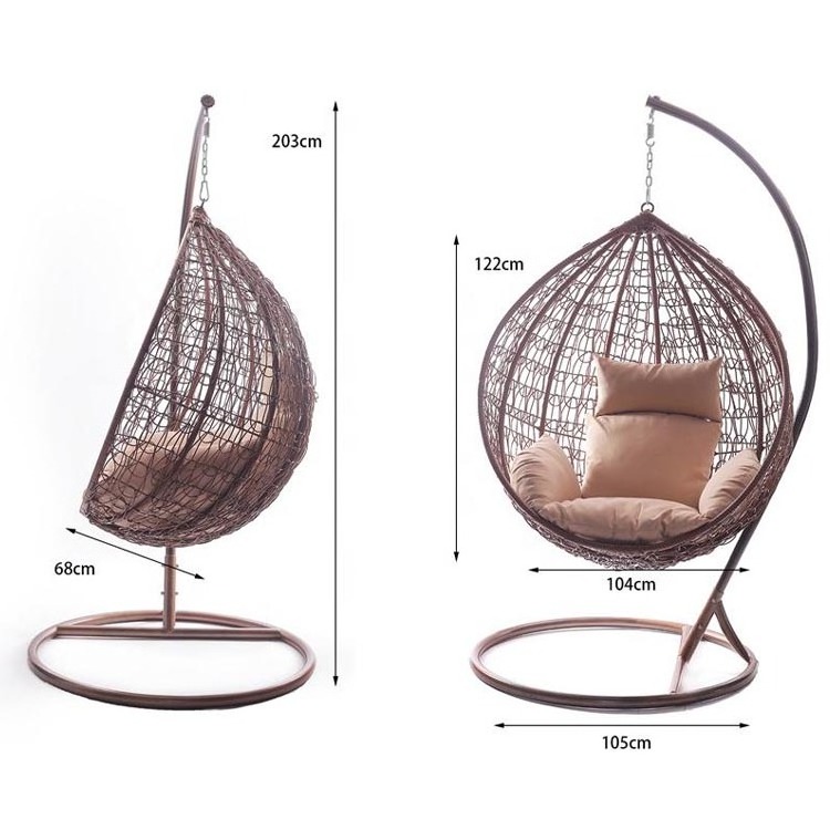 Outdoor Balcony Garden Living Room silla colgante PE Wicker Rattan Single Person Hanging Swing Egg Chair