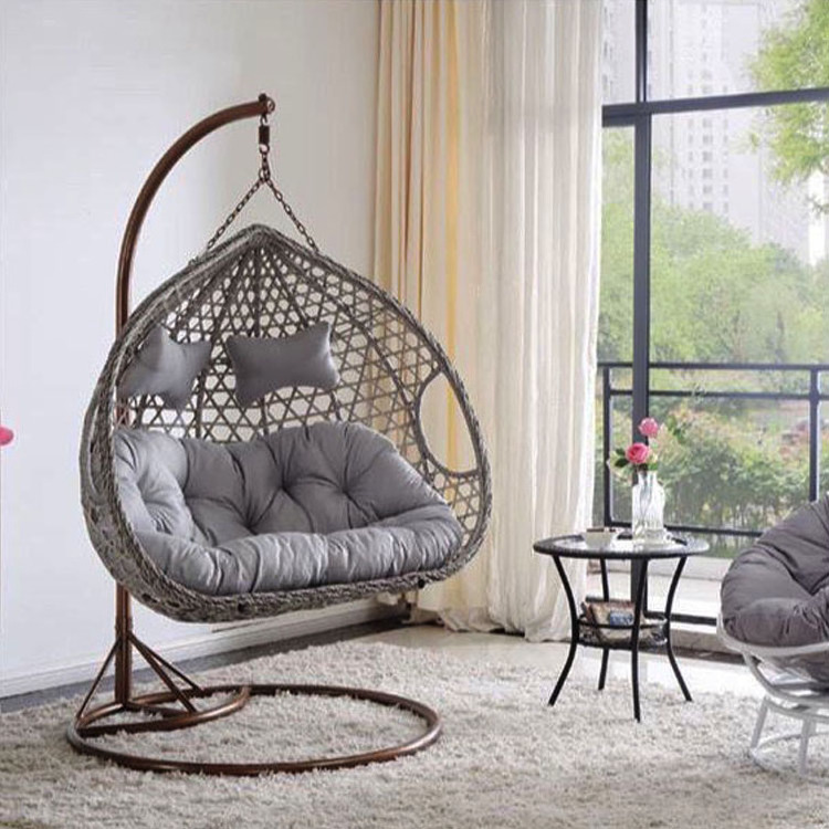 Wholesale Outdoor Balcony Courtyard Garden Patio silla colgante Pe Rattan Wicker Egg Swing Chair with Stand