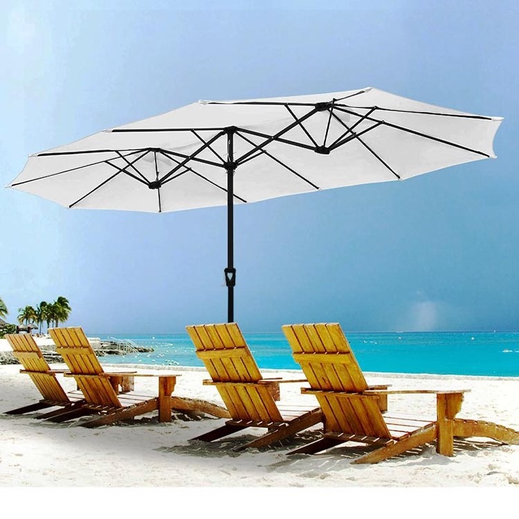 Outdoor parasol garden Beach Patio Commerical sonnenschirm Rectangular Heavy Duty Big Twin Parasol Umbrellas with Light