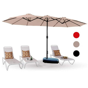 Outdoor parasol garden Beach Patio Commerical sonnenschirm Rectangular Heavy Duty Big Twin Parasol Umbrellas with Light