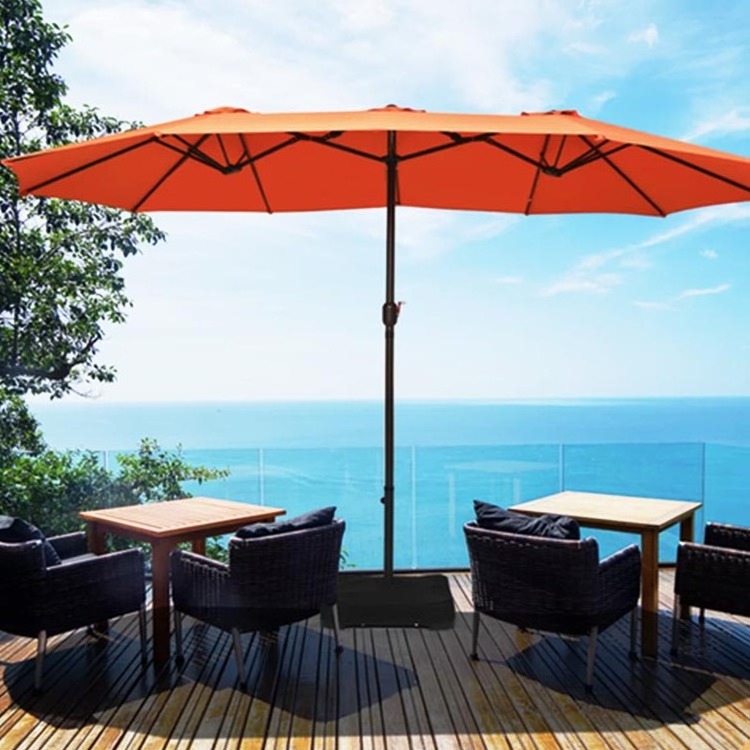 Outdoor parasol garden Beach Patio Commerical sonnenschirm Rectangular Heavy Duty Big Twin Parasol Umbrellas with Light