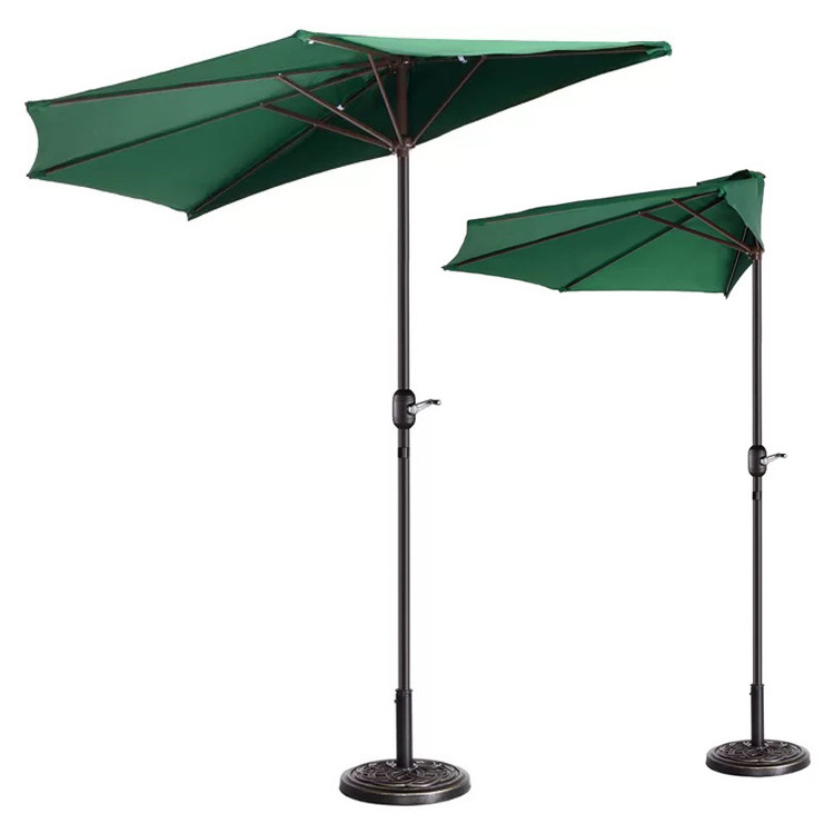 Bistro Outdoor Garden Backyard Patio Hand Crank Lift Half Round Sun Shade Umbrellas Parasol