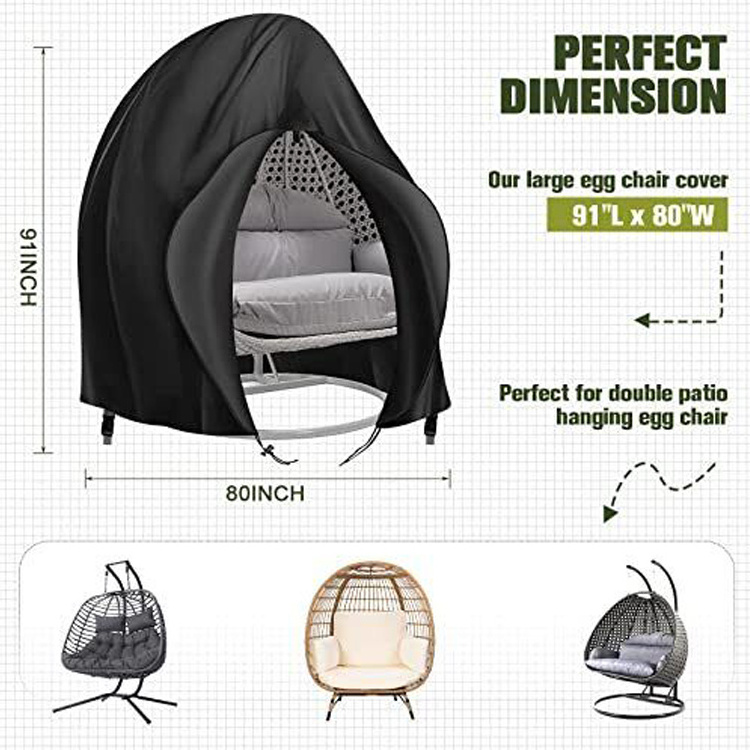 Outdoor Patio Waterproof Heavy Duty 600D Large Double Hanging Swing Chair Dust Protector Covers