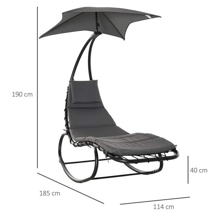 Outdoor Beach Balcony Patio Garden Floating Chaise Stand Swing Lounge Rocking Chair with Canopy