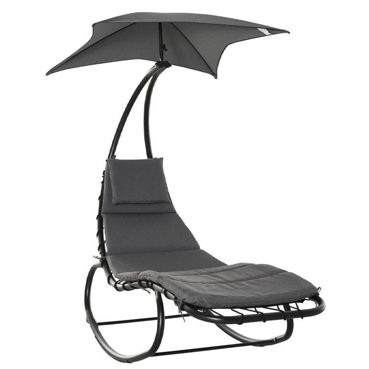 Outdoor Beach Balcony Patio Garden Floating Chaise Stand Swing Lounge Rocking Chair with Canopy