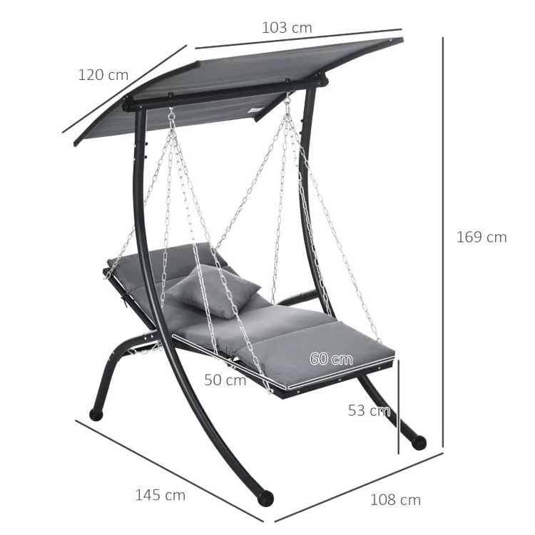 Outdoor Beach Patio Backyard Garden metal Leisure single Hanging Swing Chair with Covered