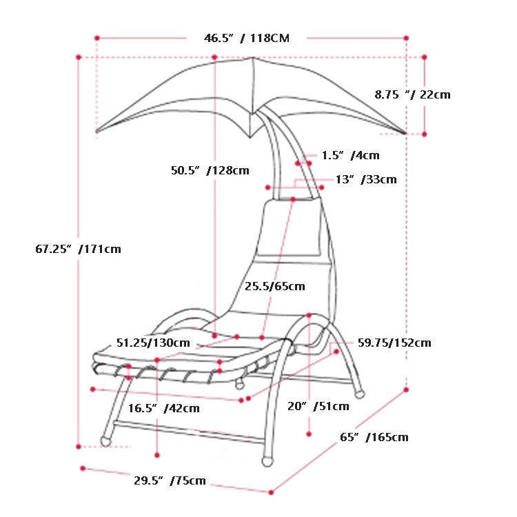 Outdoor Beach Patio Garden Metal Fabric Stand Hammock Swing Chair Sun Lounger Chair with Canopy