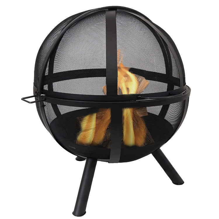 Outdoor Patio Backyard Garden Bonfire Camping Beach Steel Wood Burning Flaming Ball Firepit Charcoal Fire Pit Sphere with Poker