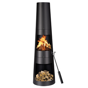 Outdoor Patio Backyard Garden Camping Rocket Wood Burning Firepit Cast Iron Charcoal Fire Pit Fireplace Chimenea with Poker