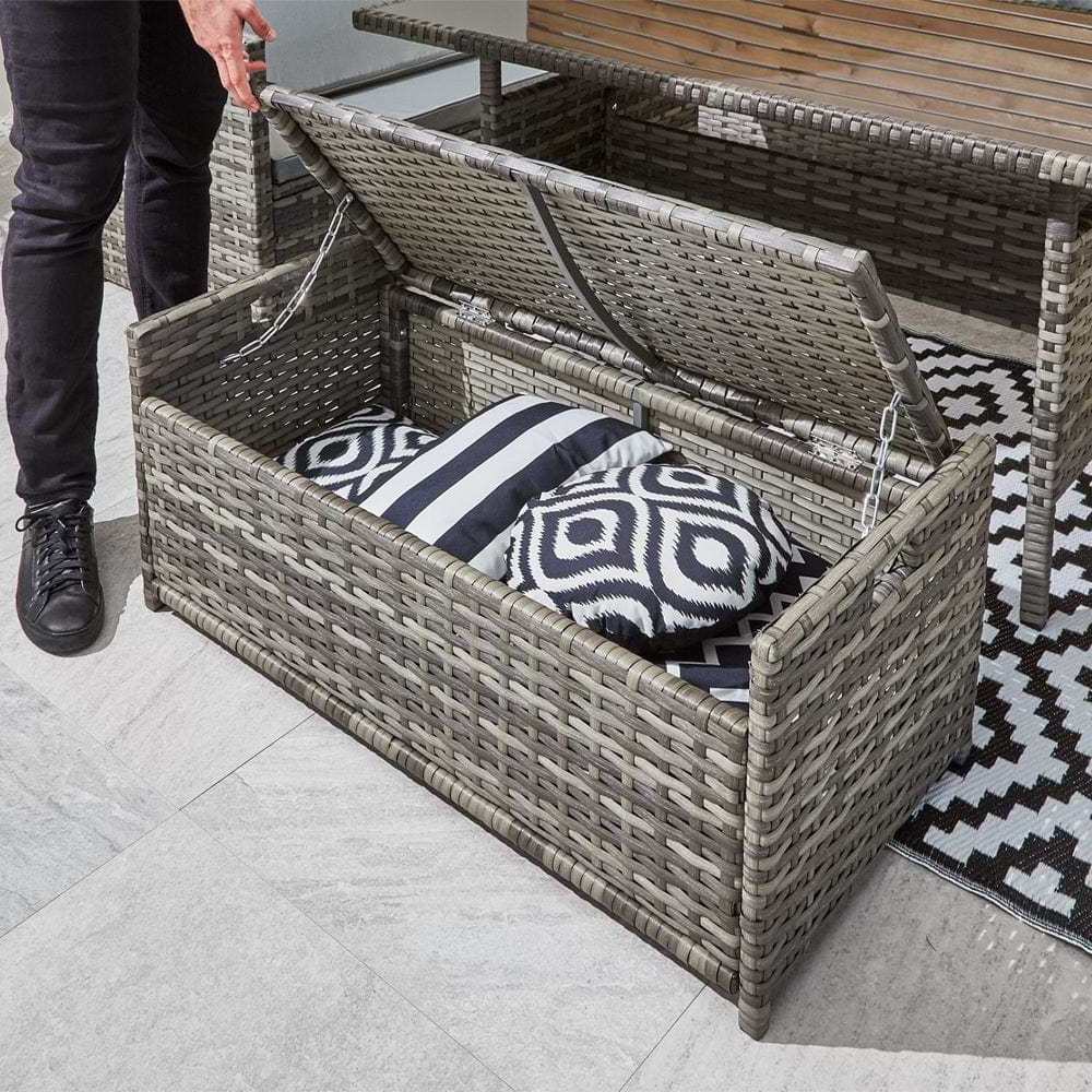 AJUNION 9 Seater Rattan Outdoor Furniture Set Sectional Corner Sofa Outdoor Garden Set with Storage Bench