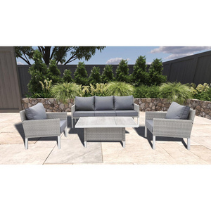 AJUNION 4 Piece Outdoor Rattan Furniture Lounge Set Wicker Woven Patio Furniture Conversation Set