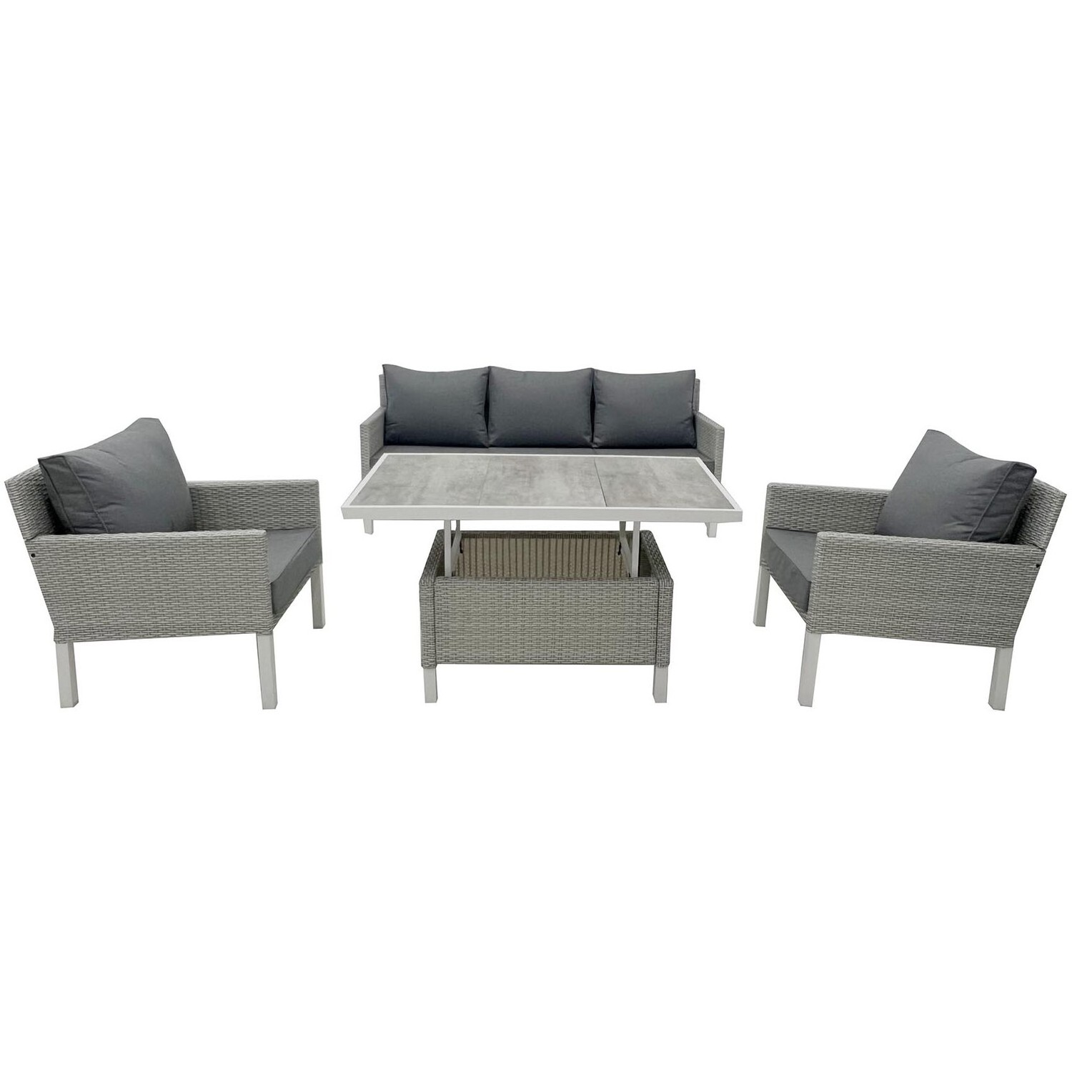 AJUNION 4 Piece Outdoor Rattan Furniture Lounge Set Wicker Woven Patio Furniture Conversation Set