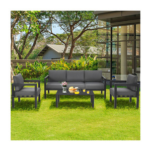 AJUNION 4 Piece Patio Furniture Seating Set Aluminum Outdoor Sectional Lounge Sofa Set