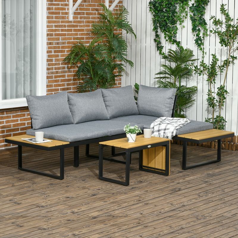 AJUNION Aluminum Outdoor Furniture Modular Garden Sofa Set Outdoor Corner Lounge Set