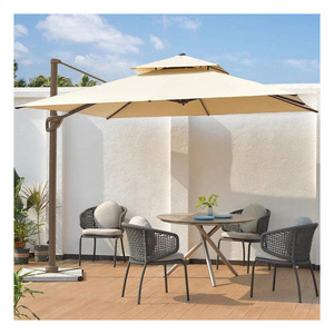 AJUNION 3x3M Double Top Patio Umbrella Garden Parasol Sun Canopy Roma Umbrella Cantilever Garden Umbrella