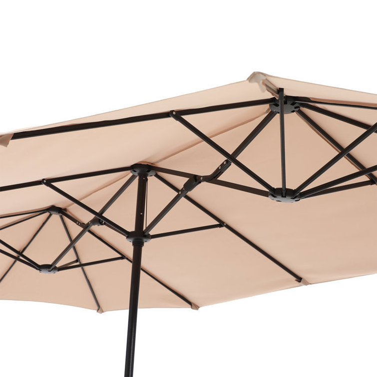 AJUNION 15ft Double Sided Patio Umbrella Rectangle Garden Parasol Sun Shade Canopy Market Umbrella