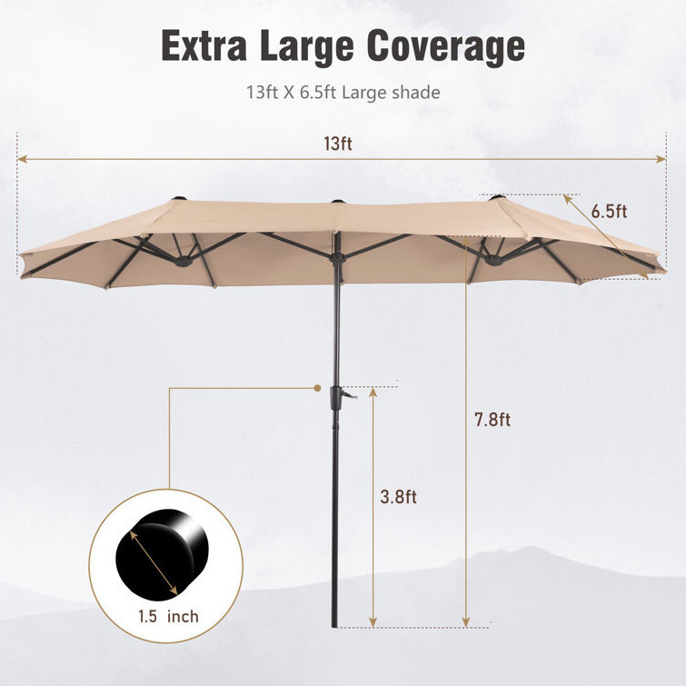 AJUNION 15ft Double Sided Patio Umbrella Rectangle Garden Parasol Sun Shade Canopy Market Umbrella