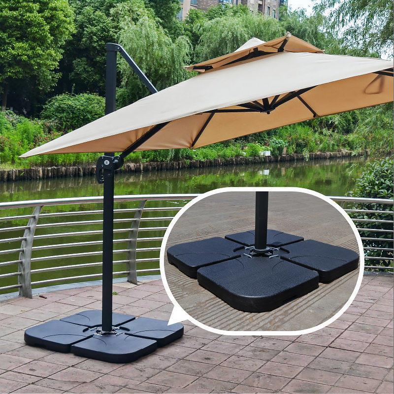 AJUNION 4 Pcs Heavy Duty Plastic Umbrella Base Parasol Base Stand with Water or Sand Filled