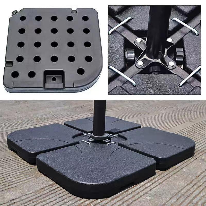 AJUNION 4 Pcs Heavy Duty Plastic Umbrella Base Parasol Base Stand with Water or Sand Filled