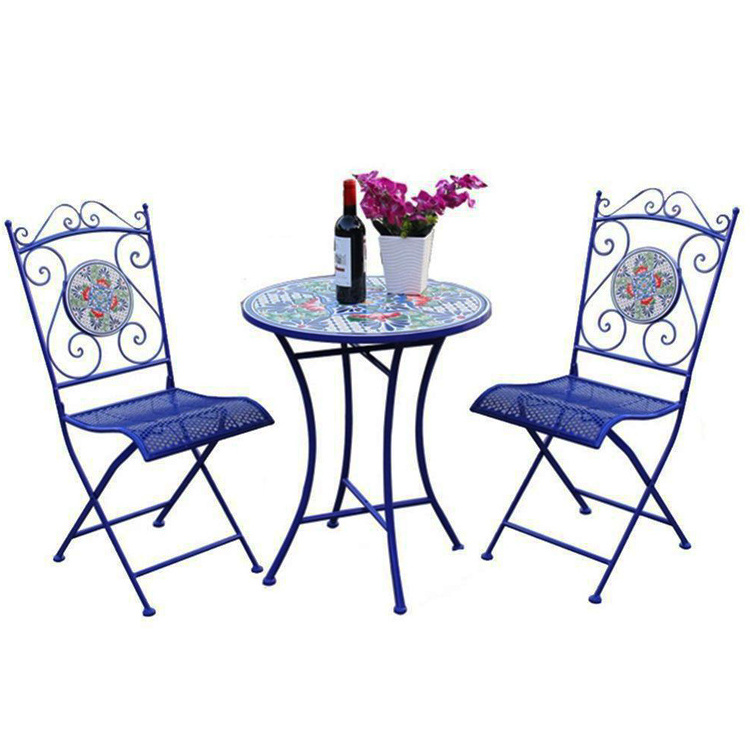 European Outdoor Urnituret Balcony Bistro Patio Garden Small Three-Piece Cafe Decor Table And Chair Set