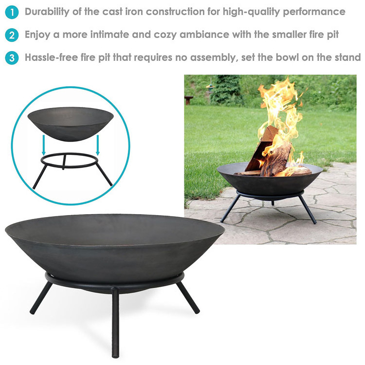 Outdoor Patio Backyard Garden Bonfire Camping Round Steel Portable Wood Burning Firepit Charcoal Fire Pit Bowl with Stand