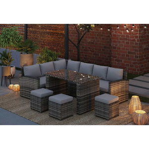 AJUNION 9 Piece Rattan Garden Dining Set Wicker Rattan Outdoor Furniture Outdoor Sofa Set