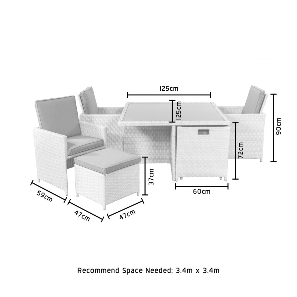 AJUNION PE Rattan Garden Furniture Save Space Outdoor Dining Furniture Set for 4 Seating