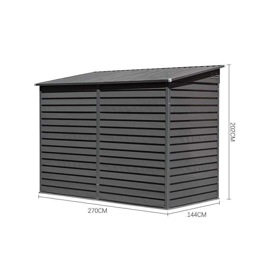 AJUNION 9ft Sturdy Steel Motorcycle Storage Shed Lockable Steel Garden Bike Shed