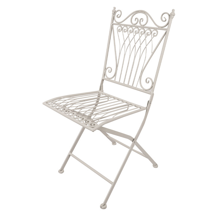 Outdoor garden Bistro Cafe Vintage Square Metal Wrought Iron Folding Dining chairs