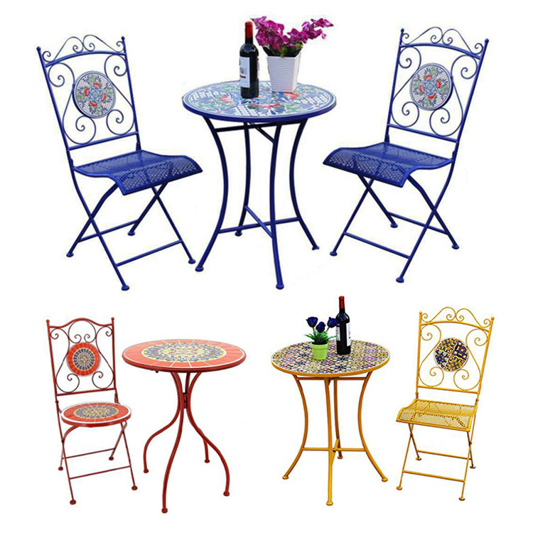 European Outdoor Urnituret Balcony Bistro Patio Garden Small Three-Piece Cafe Decor Table And Chair Set