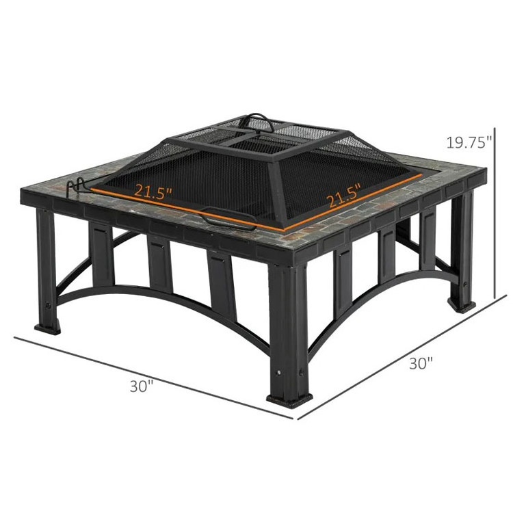 Outdoor Backyard Patio Garden Bonfire Camping Square Wood Burning Firepit Ice Bucket Charcoal BBQ Grill Fire Pit with Cover