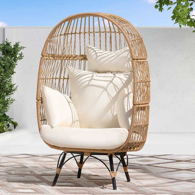 Outdoor Balcony Courtyard Garden Beach Iron Frame Wicker Rattan Woven Round Bird Nest Swing Egg Chair