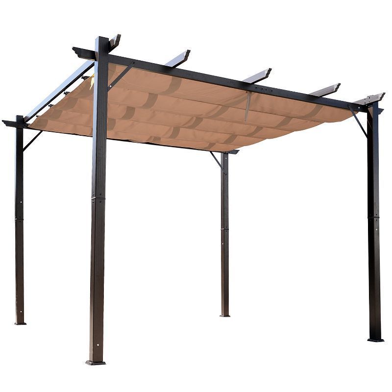 AJUNION Aluminum Patio Pergola Backyard Shade Shelter Outdoor Retractable Pergola Canopy