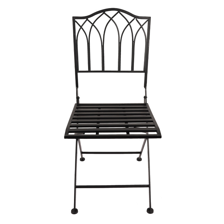 Outdoor Bistro Garden Cafe High Back White Wrought Iron Metal Folding Chair for Wedding Event